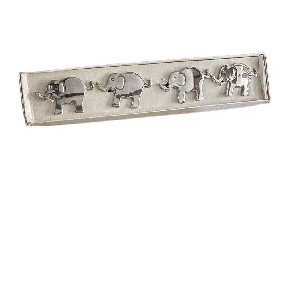 Pier 1 Imports 4 Nickel Plated Elephant Shaped Napkin Rings - Picture 2 of 4
